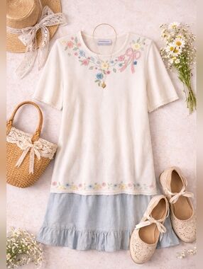 Vintage 1980's Alfred Dunner- Cottagecore, Embroidered Sweater Size 2XL 26ptp